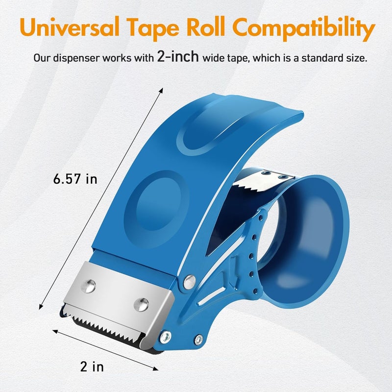 Bonison 2 Pack Heavy Duty Packing Tape Dispenser Gun – 2-Inch Wide Tape Dispenser with Adjustable Brake – Fits 3-Inch Core, Industrial-Grade Tape Gun for Moving, Shipping, Office & Warehouse Use (Blue) - Image 2
